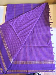 Purple Checked Saree