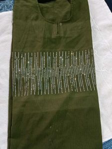 Olive Green Embellished Burqa