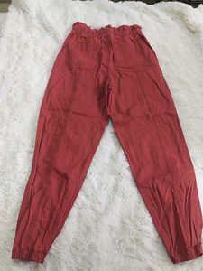 Red Paperbag Waist Pants