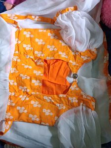 Orange &amp; White Party Dress