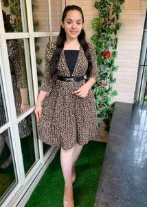 TIGER PRINT BELT DRESS Fit And Flare