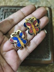 Gorgeous Meenakari Brass Butterfly Earrings