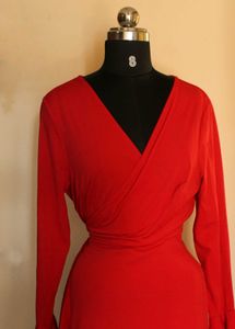 Shein Red Ruffle Wrap Dress