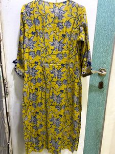 Printed blue and yellow kurti