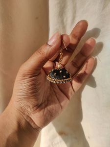 Black Handmade Jhumkas Earrings For Women
