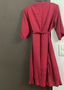Red Tie-Waist Midi Dress