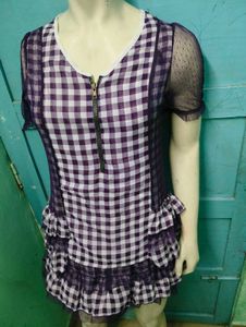 Purple Gingham Mini Dress