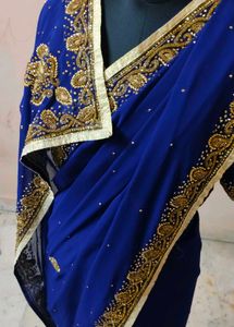 Elegant Blue daimond work Saree 🔥