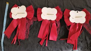 Red Lace Bow Hair Clips Set of 3