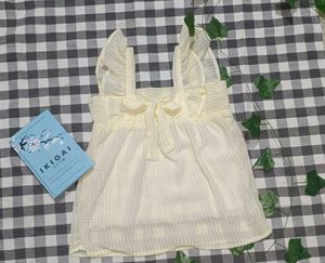 cute yellow ruffle sleeve top