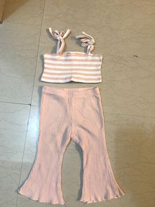 Ribbed Crop Top & Bell Bottom Set