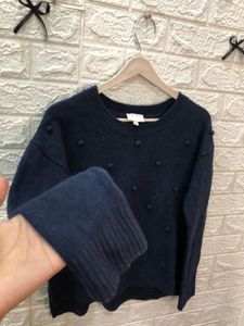 Navy Pom-Pom Detail Sweater🌷