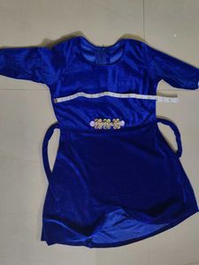 Blue Velvet Dress with embroidery brand new