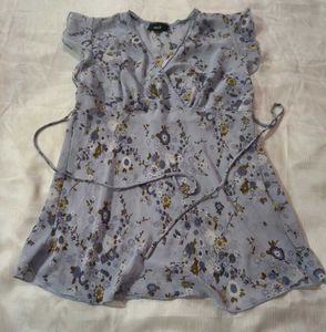 Lavender Floral Top with Flutter Sleeves