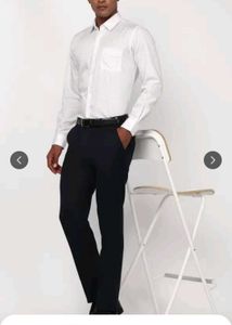 White Shirt With Black Geomatric Pattern Prints