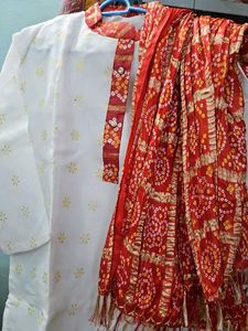 Elegant White Kurta with dupatta  3xl