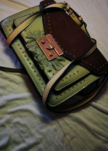 Stylish Green & Brown Crossbody Bag
