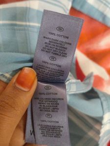 VOI Jeans Blue Checked Casual Shirt – Size M