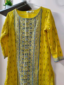 Yellow Printed Kurta