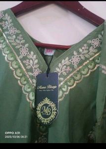 New mama bhanja Green Embroidered Kurta Set