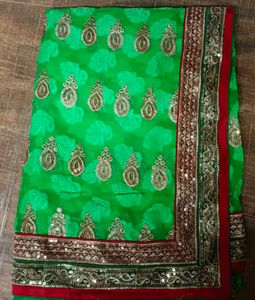 parrot green saree