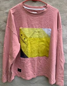 Pink Graphic Graundwary Print Sweatshirt