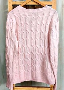 Pink Cable Knit Sweater size-38