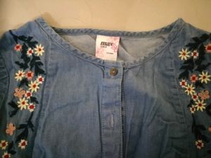 MAX:Embroided jeans fabric jumpsuit for girls