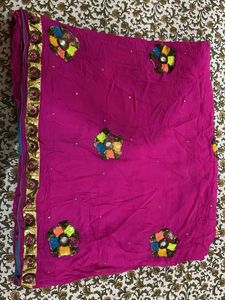 Pink Saree with Colorful Embroidery