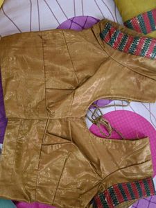 Half -2  Brown Golden Saree With Blouse