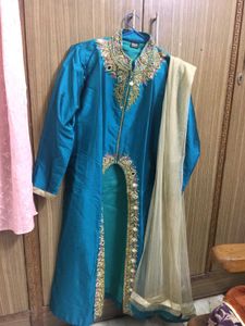 Sea Green Colour Part Wear Kurta And Chunni