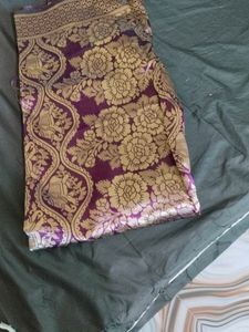 Purple & Gold Brocade Fabric