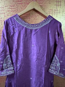 Purple hand work Kurta