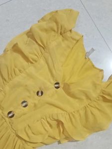 Yellow Ruffled Tiered Dress