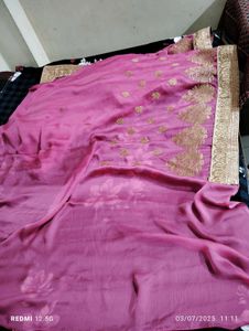 Pink &amp; Gold Saree