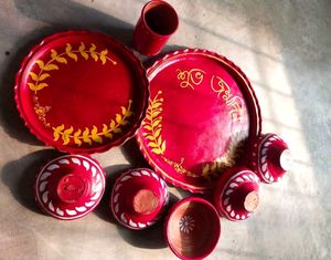 Handmade customized clay plate  &amp; bowl set