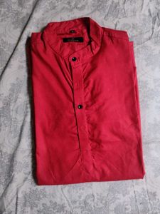 Red Band Collar Kurta