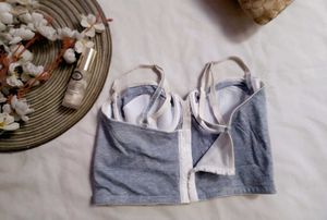Very Beautiful Aster Denim Bustier Crop Top