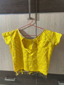 Yellow Embroidered Designer Blouse