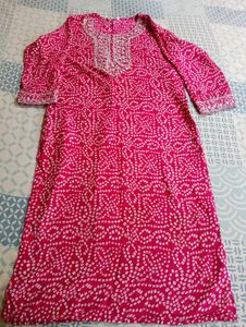 Pink Bandhani Kurta