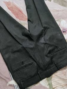 John Player Men Dark Grey Viscose Formal Trouser
