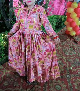 Pink Abstract Print Maxi Dress