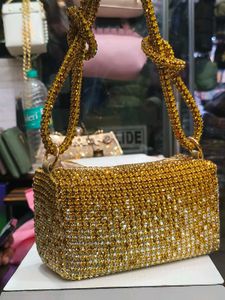 gold Rhinestone Embellished Evening Bag