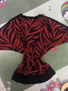 Y2K Rhinestone Glam Goth Top Red Black