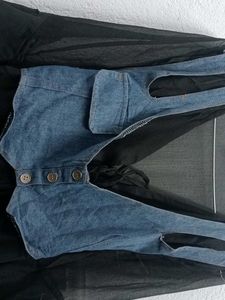 Black Dress with Denim Vest