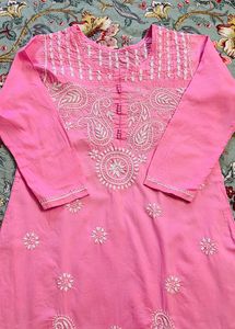 Pink Chikankari Kurta