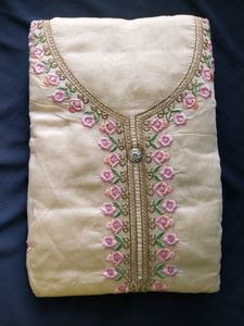 Cream Chanderi Silk Suit