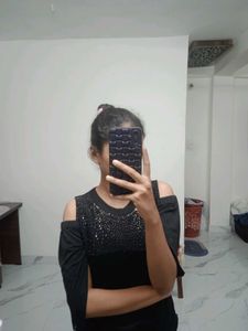 Black Cold Shoulder Top