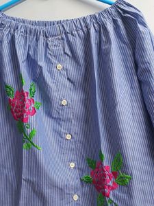 Blue off shoulder top