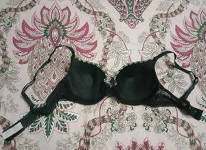 Striped Bra with Black Net Design
